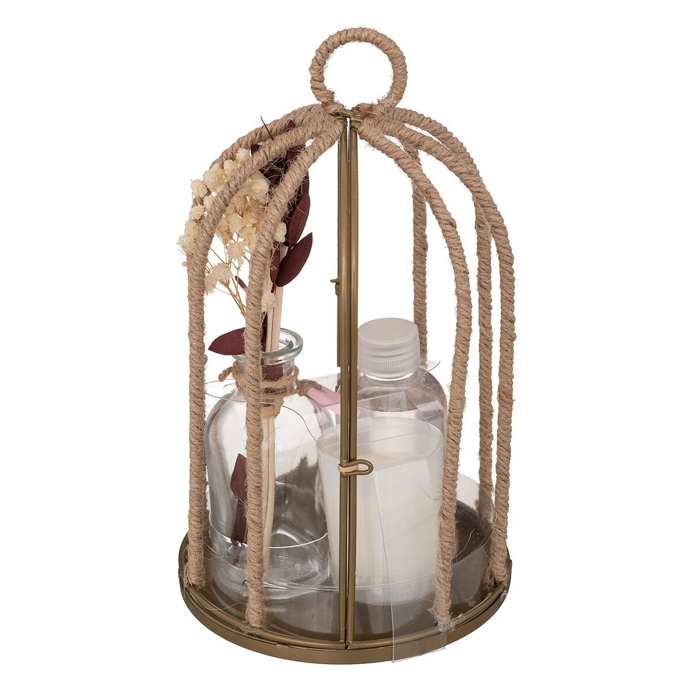 Coffret cadeau en cage 'Paola', fleur de lin - D.14cm