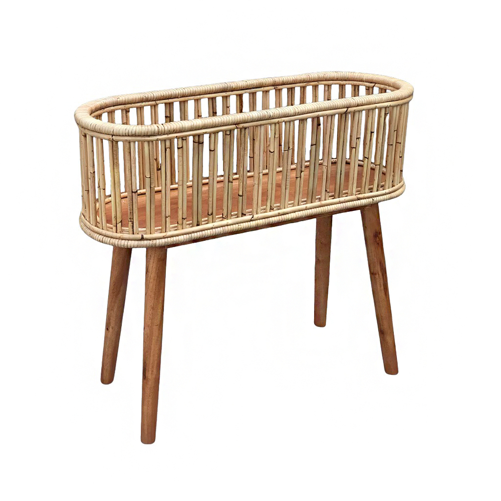 Jardinière XL Osia en rotin naturel - L65xl23xH57cm