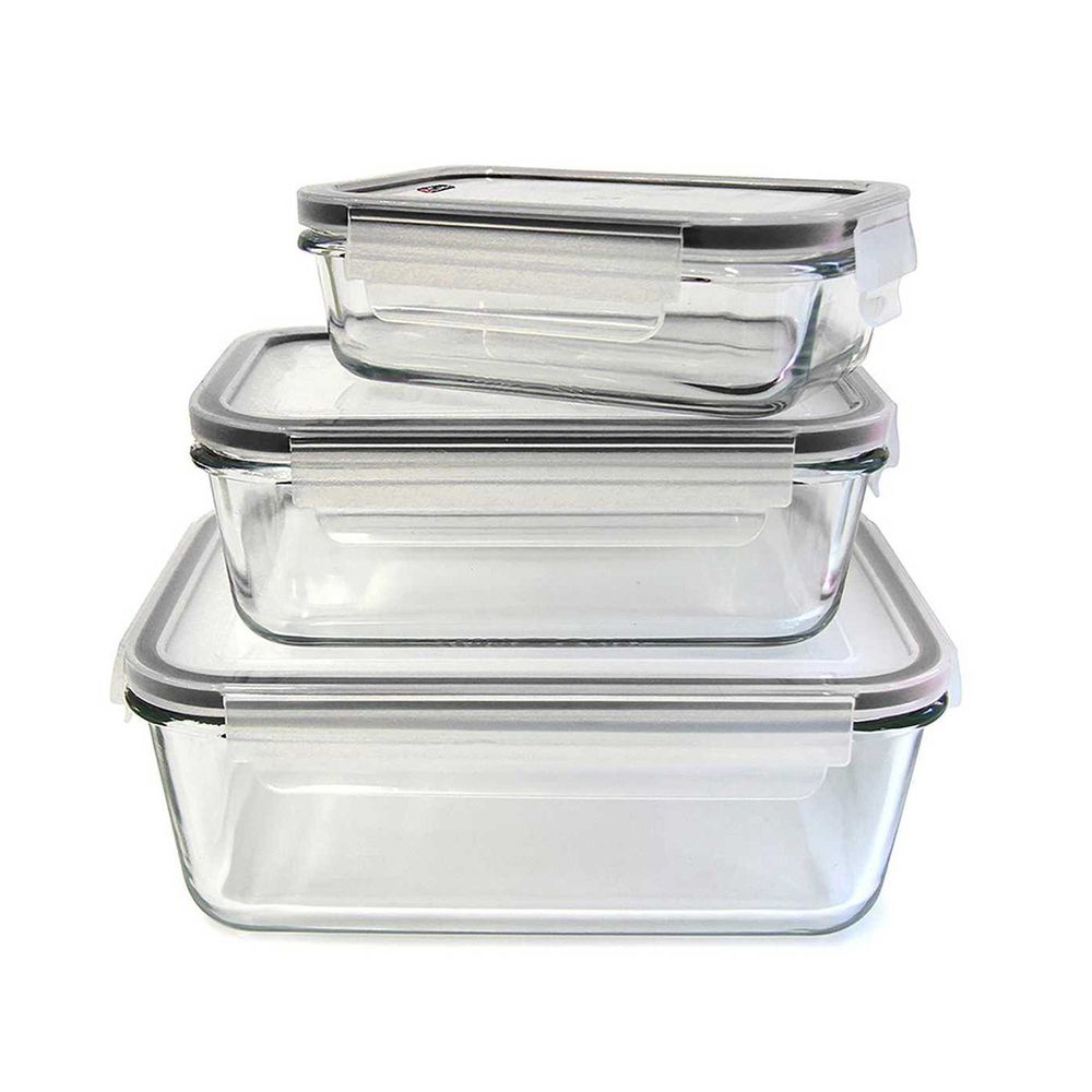 Lot de 3 boîtes de conservation en verre avec couvercle hermétique