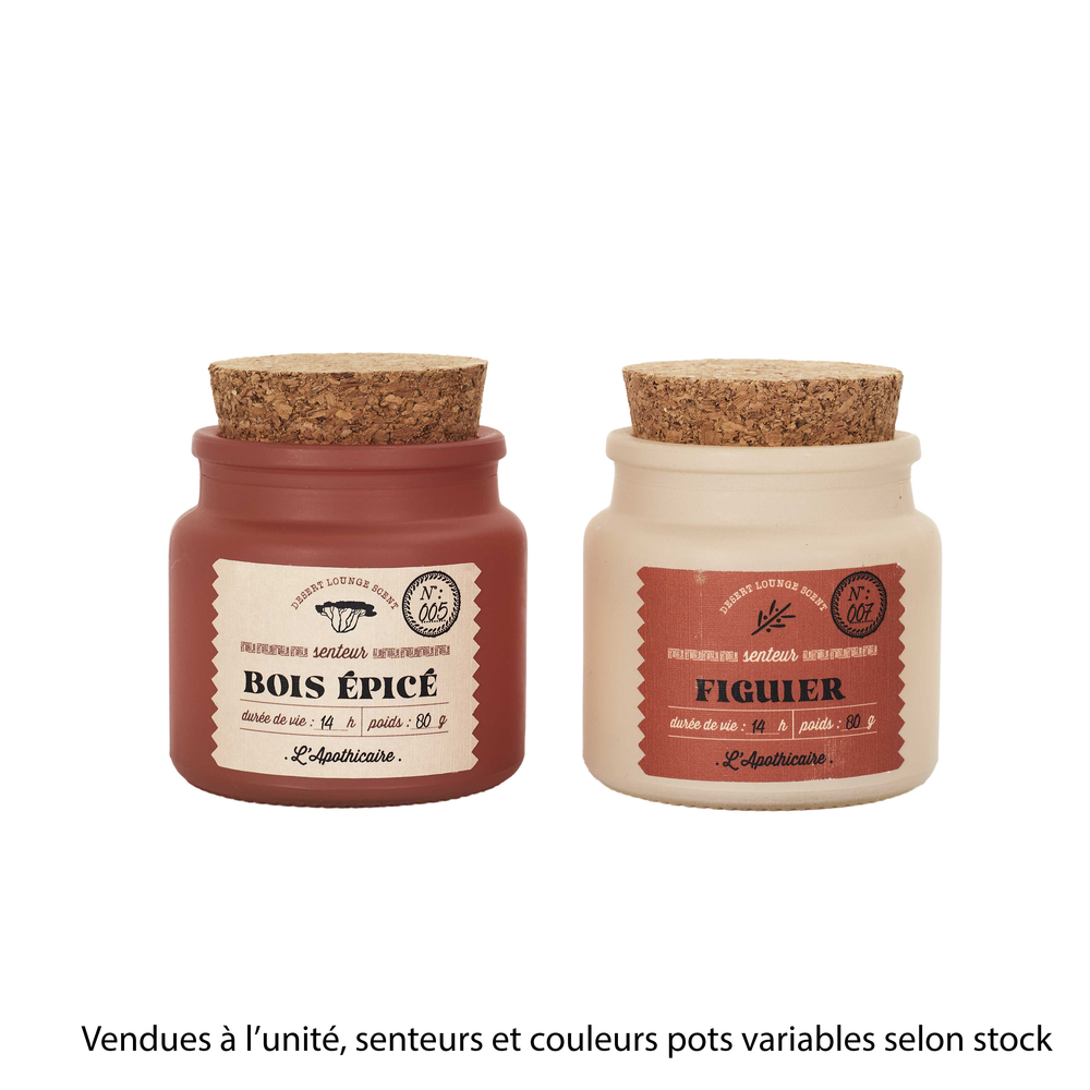 Bougie parfumée bois épicé ou figuier, senteurs variables - H.6,5cm