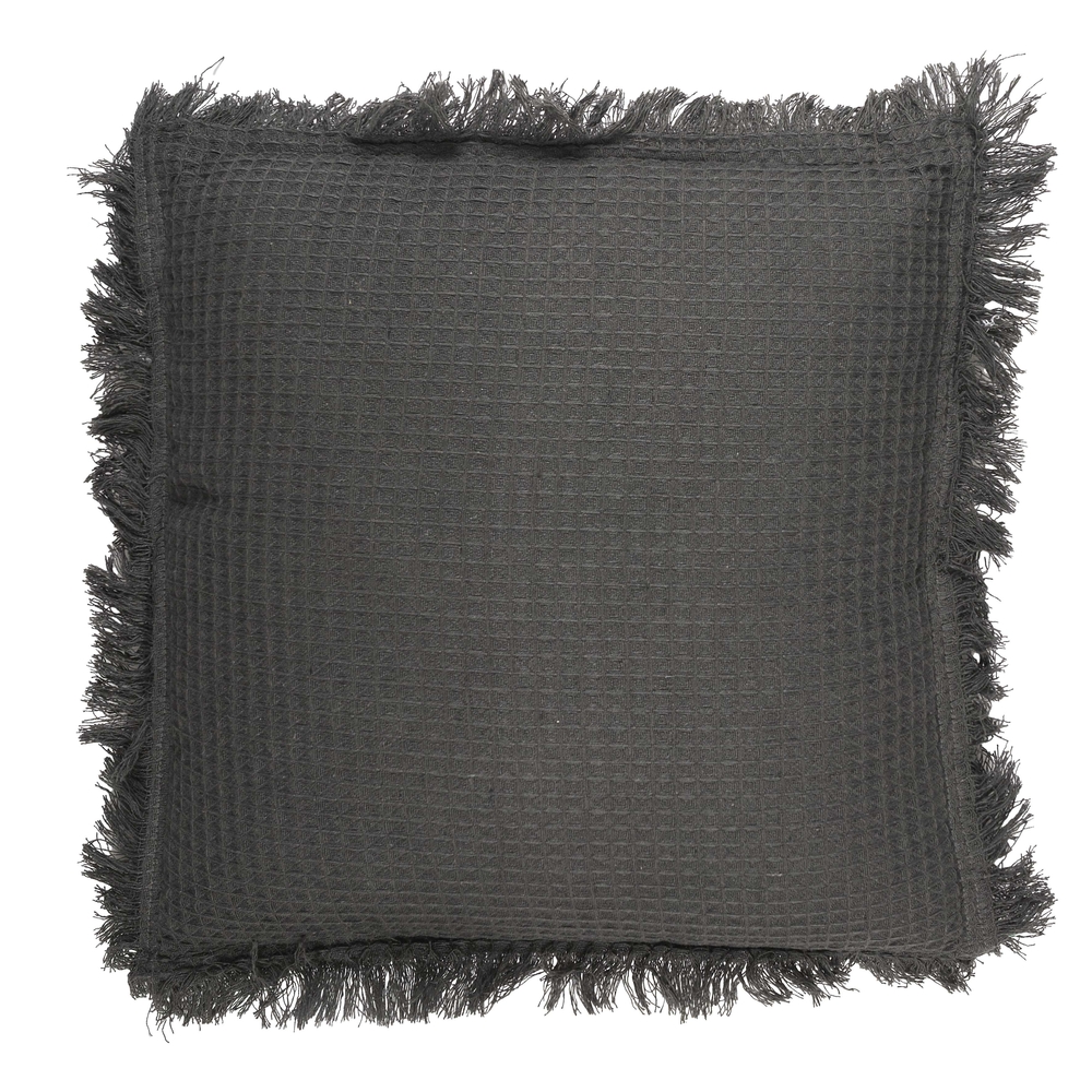 Coussin en tissu gaufré, coloris anthracite - L.40xl.40cm
