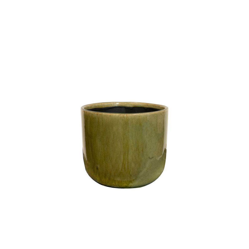 Cache-pot Nine olive vert D.14 × H.12cm