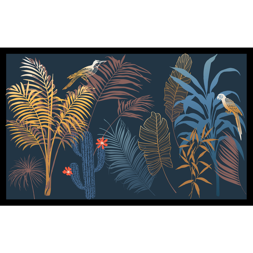 Paillasson d'intérieur 'Eleos birds', coloris noir - L.80xl.50cm