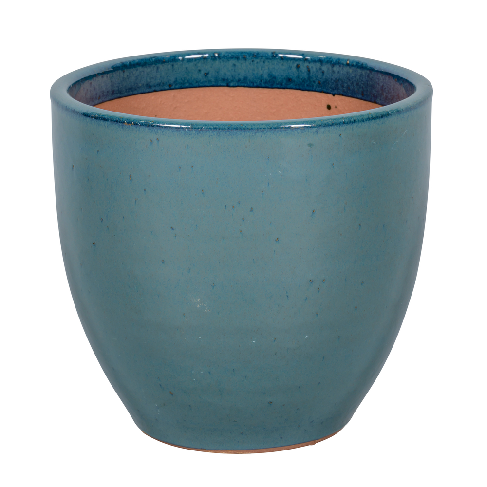 Pot de fleurs émaillé Corsica, coloris vert givré - D.38cm