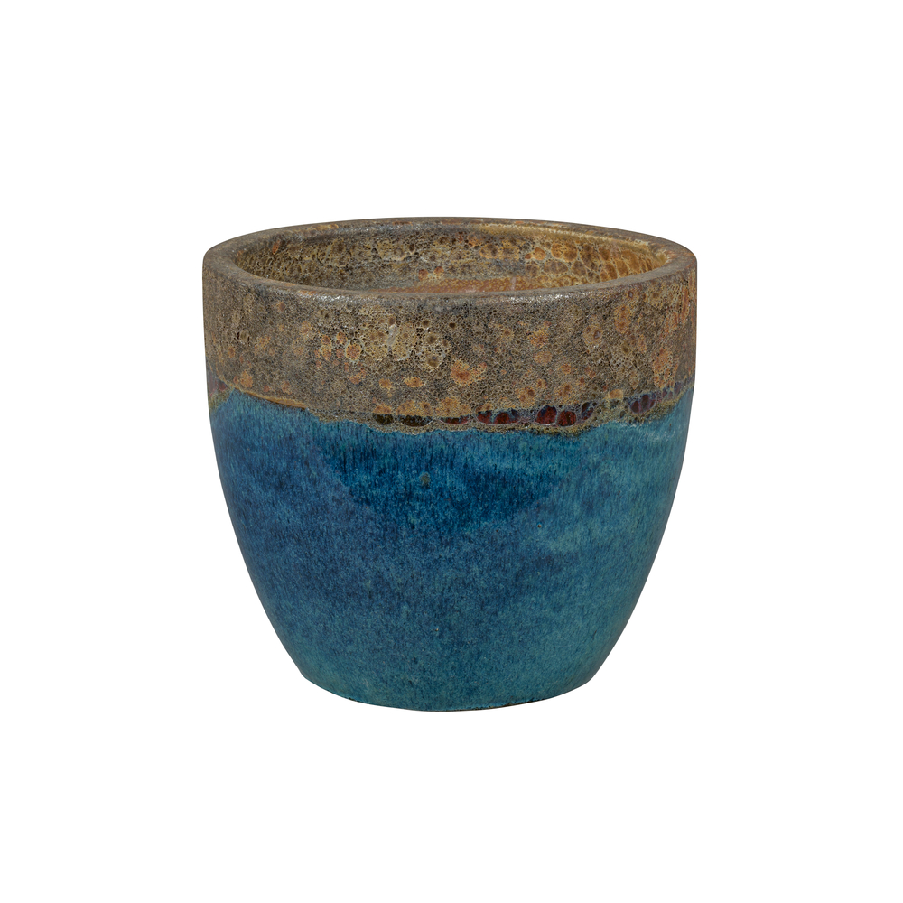 Pot de fleurs émaillé Wellington, coloris turquoise - D.30cm