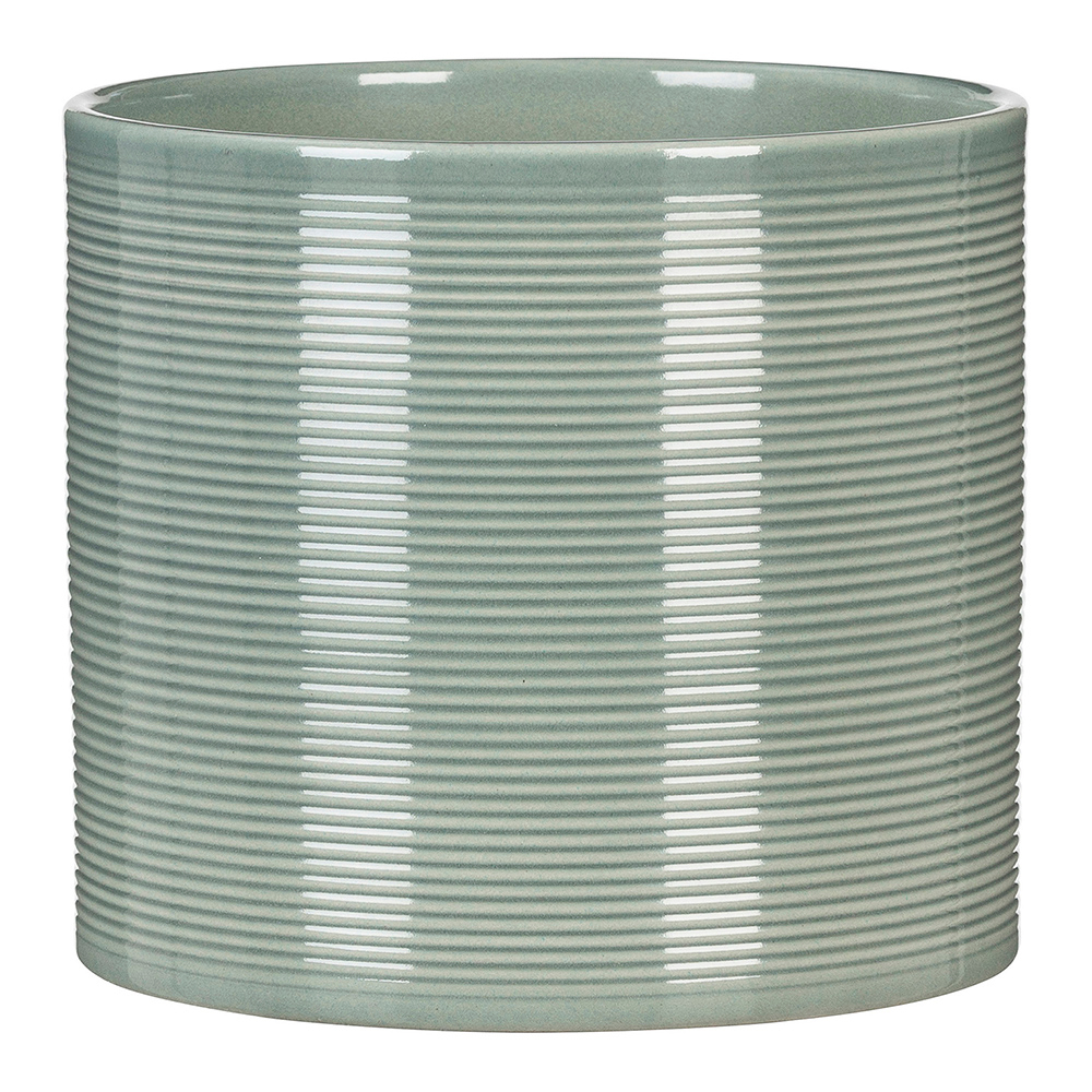 Cache-pot 'Sage Green' en céramique, coloris vert - D.14cm