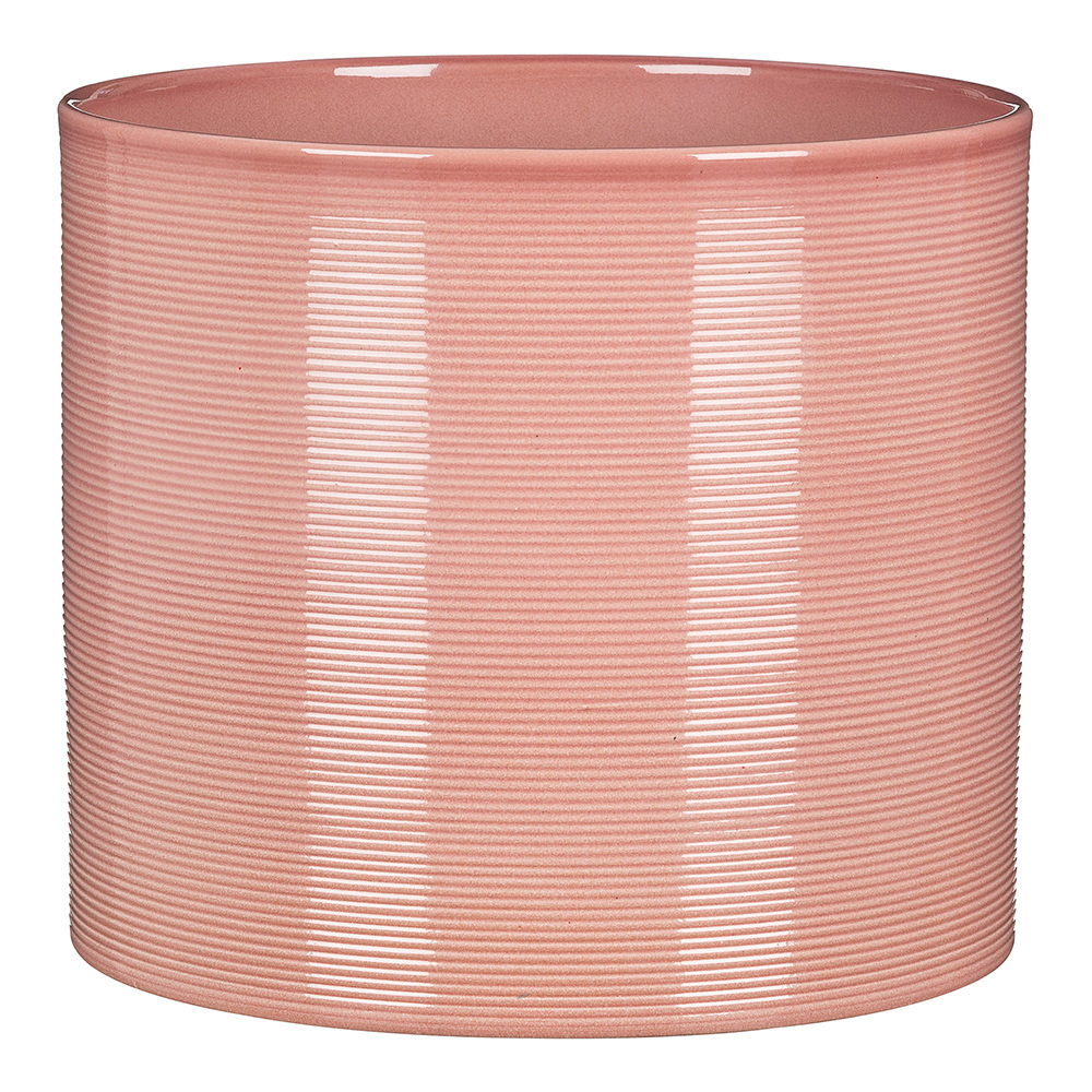 Cache-pot 'Lychee' en céramique, coloris rose litchi - D.16cm