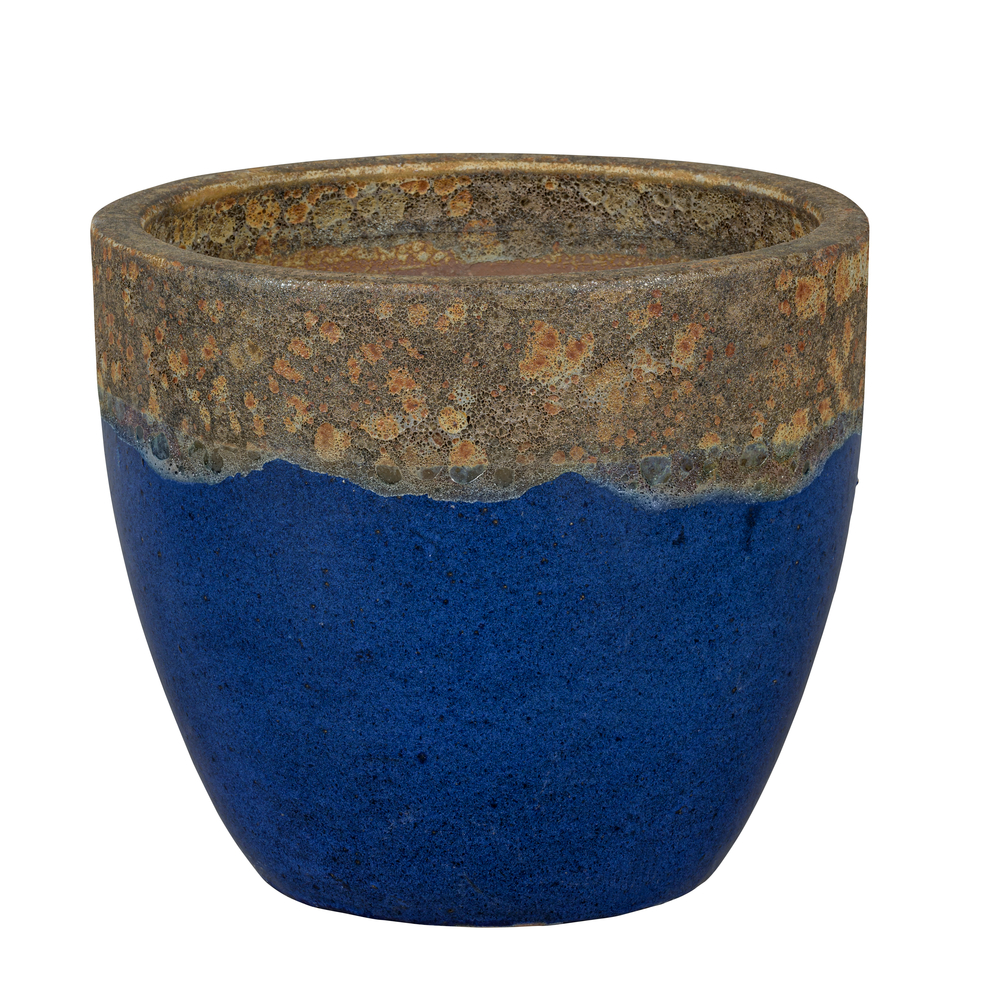 Pot de fleurs émaillé Wellington, coloris bleu - D.47cm