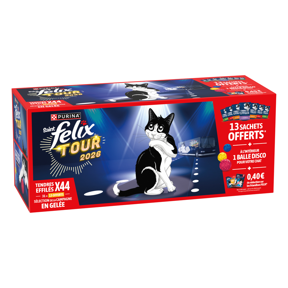 Tendres effilés 'Campagne' en gelée pour chat - 44x85g (31+13 offerts)