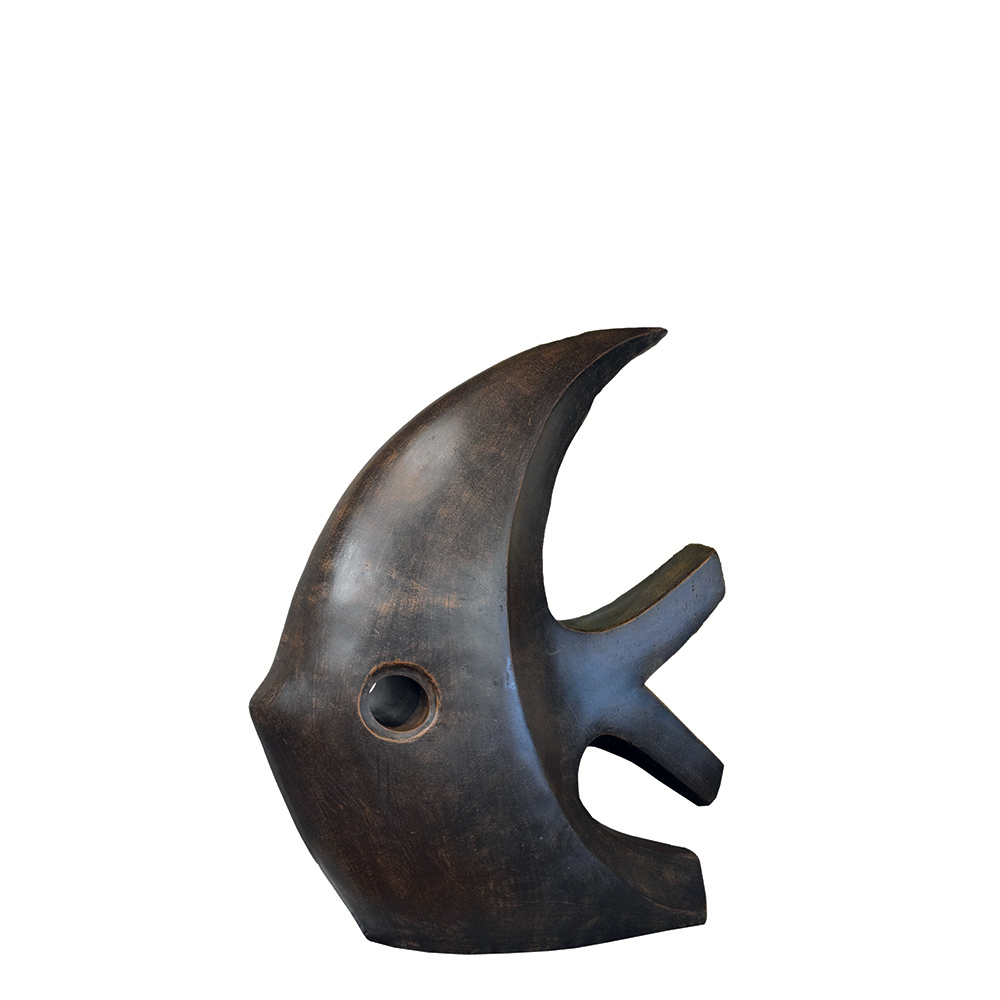 Poisson contemporain brun L40xl20xH50cm