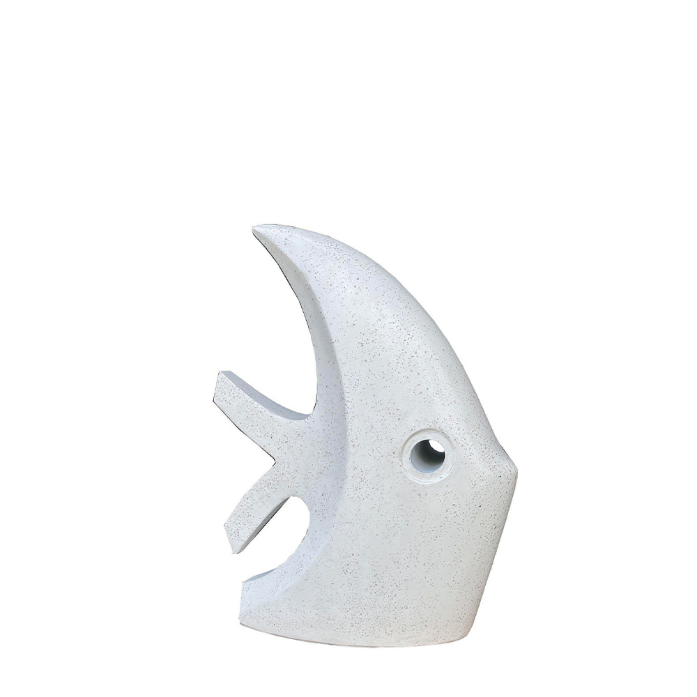 Poisson contemporain terrazzo blanc L40xl20xH50cm