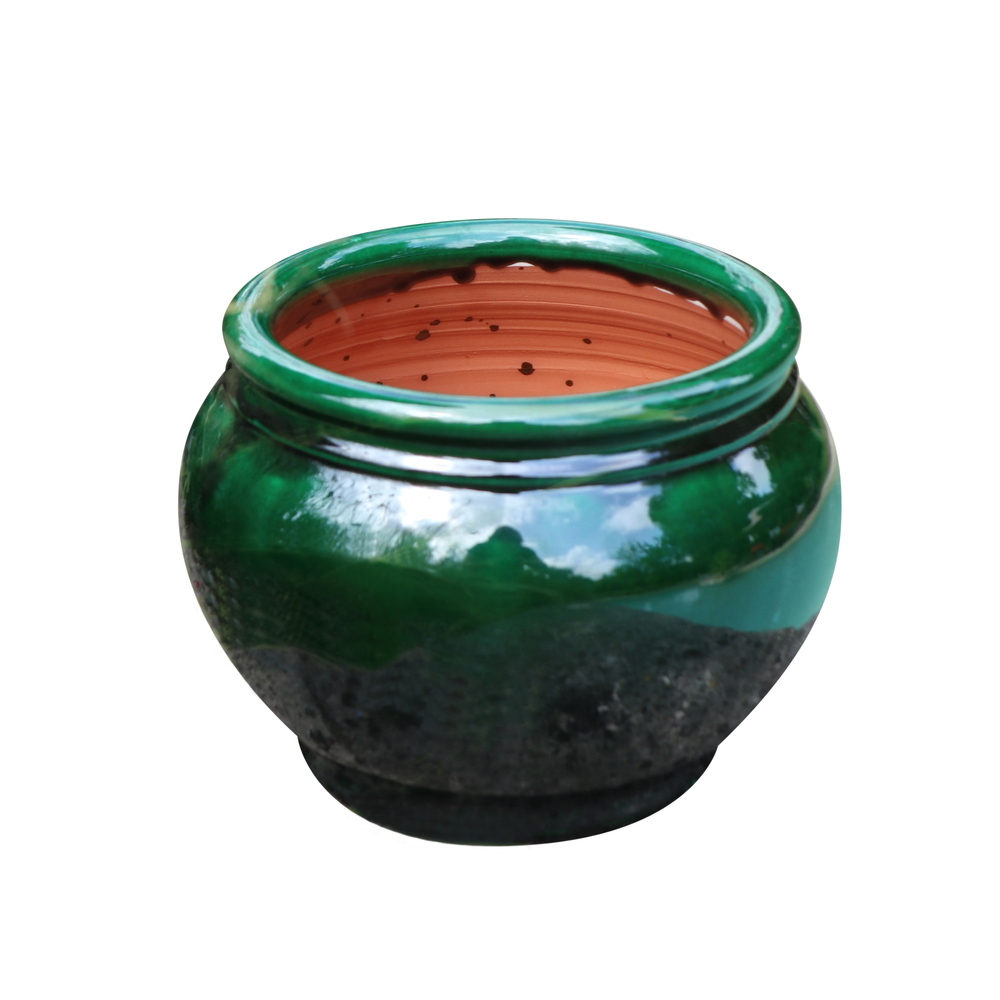 Pot de fleurs Bouton, coloris jade - D.27xH.24cm