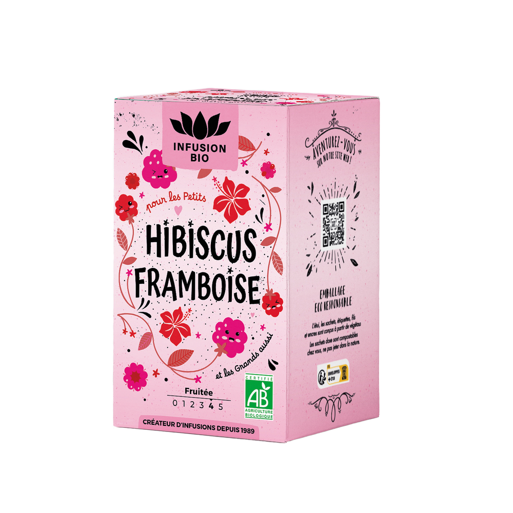 Infusion bio : Hibiscus et framboise, 16 sachets