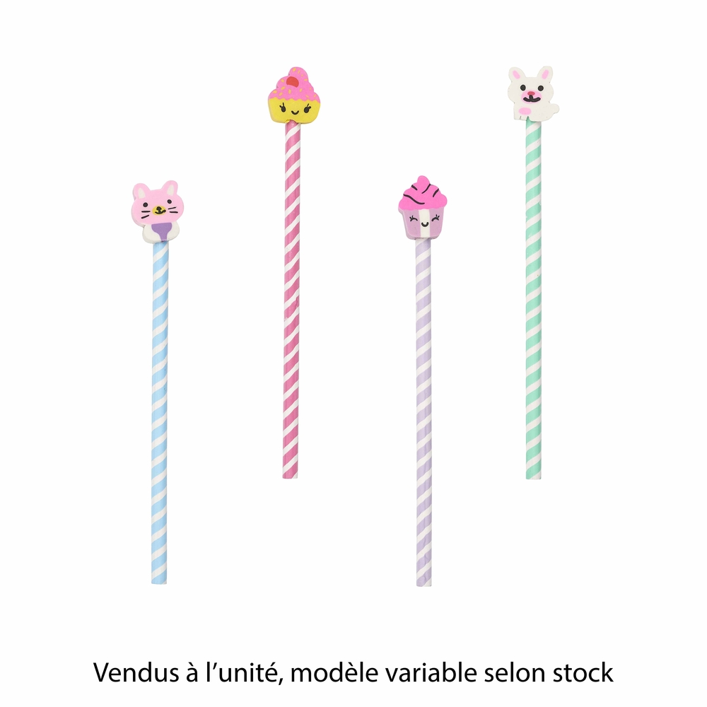 Crayon à papier avec gomme 'Funny kawaii', modèles variables