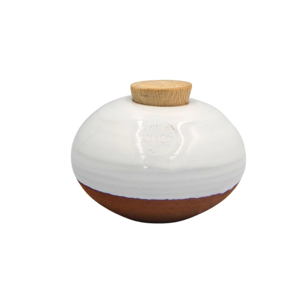 Olla en forme de galet, coloris blanc - H.5,5cm