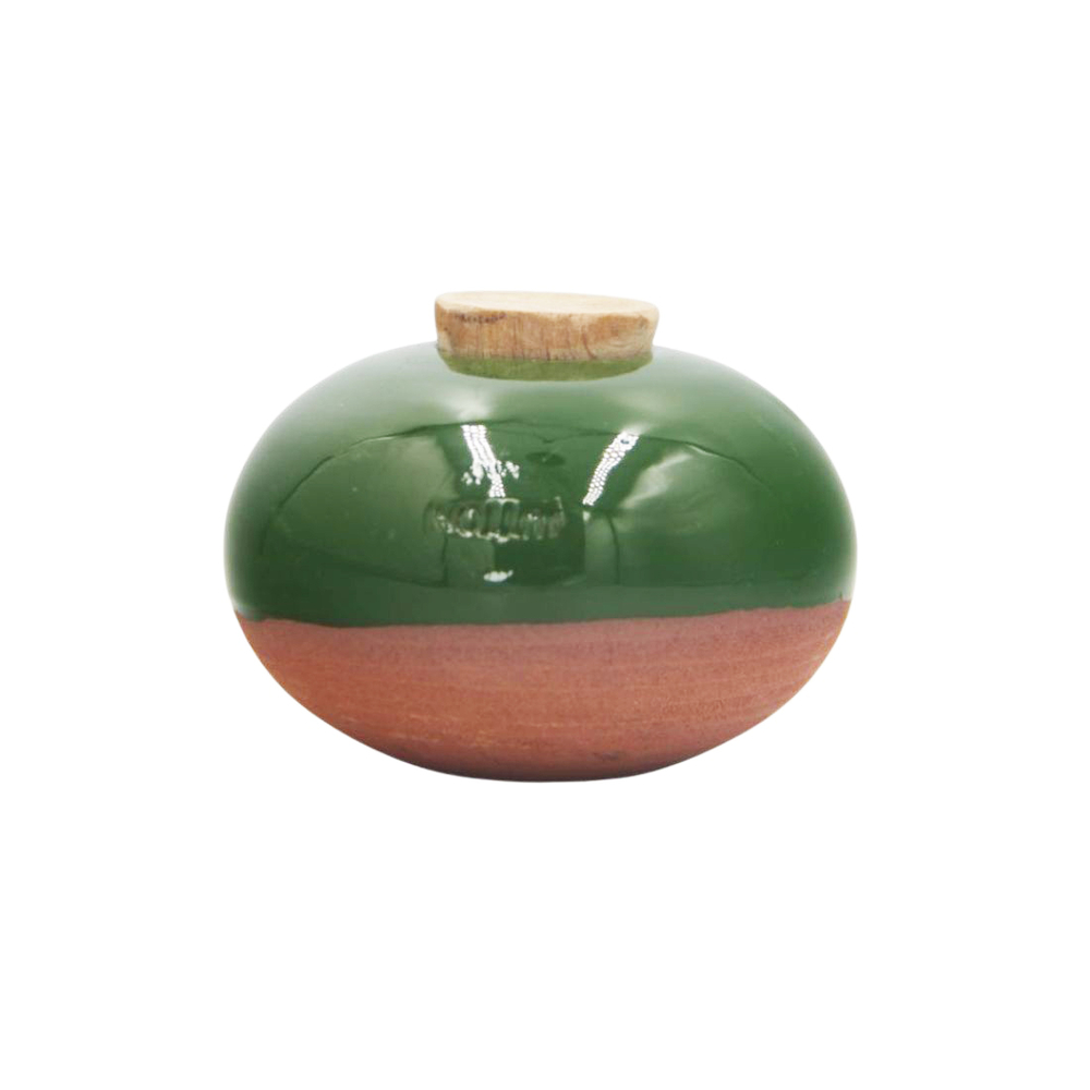 Olla en forme de galet, coloris vert - H.5,5cm