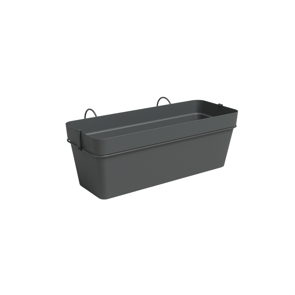 Jardinière rectangle Agape avec réserve d'eau, kit anthracite - L.50cm