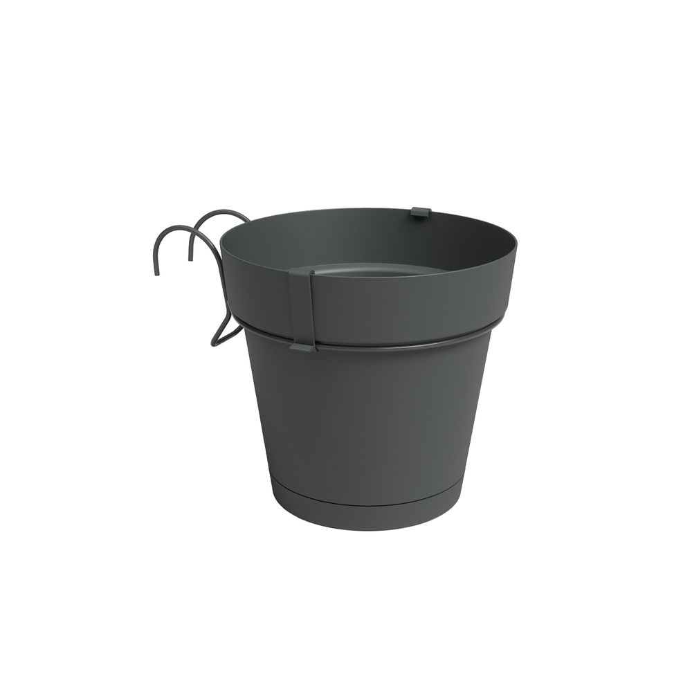 Pot Agape, kit balcon, coloris anthracite - D.20cm