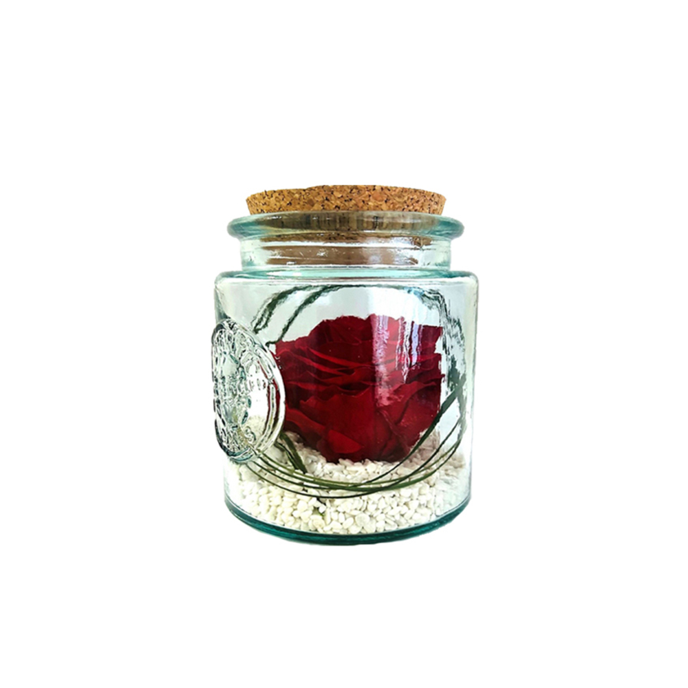Verrine Authentic, rose rouge stabilisée - D.12xH.14,5cm