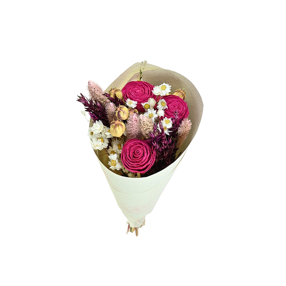 Bouquet de fleurs séchées Sola, coloris rose H.50cm