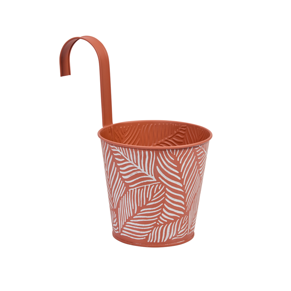 Pot suspendu, motif feuilles, coloris terracotta - L.16xH.26,5cm