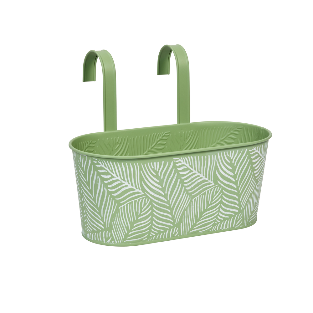 Jardinière suspendue verte, motif feuilles - L.24xH.26,5cm
