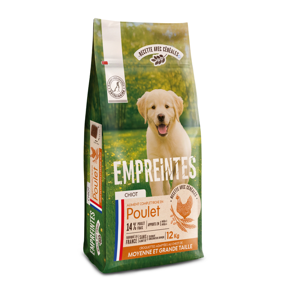 Croquettes poulet céréales, chiot moyenne/grande race 12kg