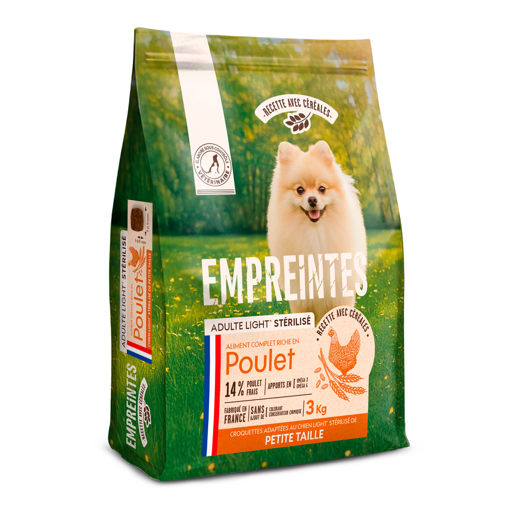 Croquettes poulet céréales, chien adulte stérilisé petite race 3kg
