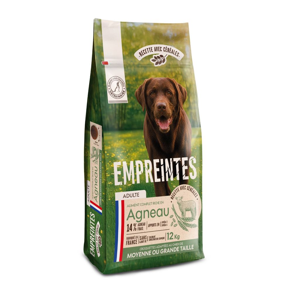 Croquettes agneau céréales, chien adulte moyenne/grande race 12kg