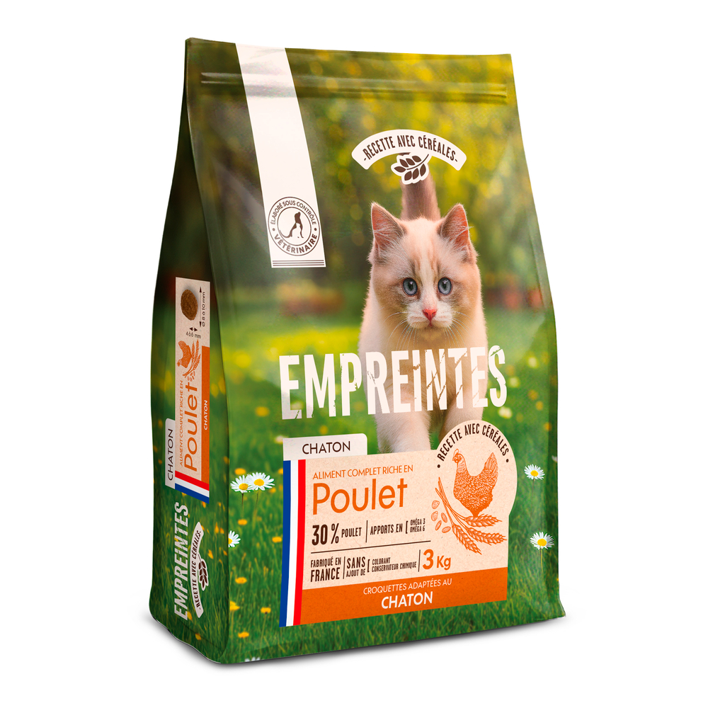 Croquettes au poulet pour chaton, avec céréales - 3kg