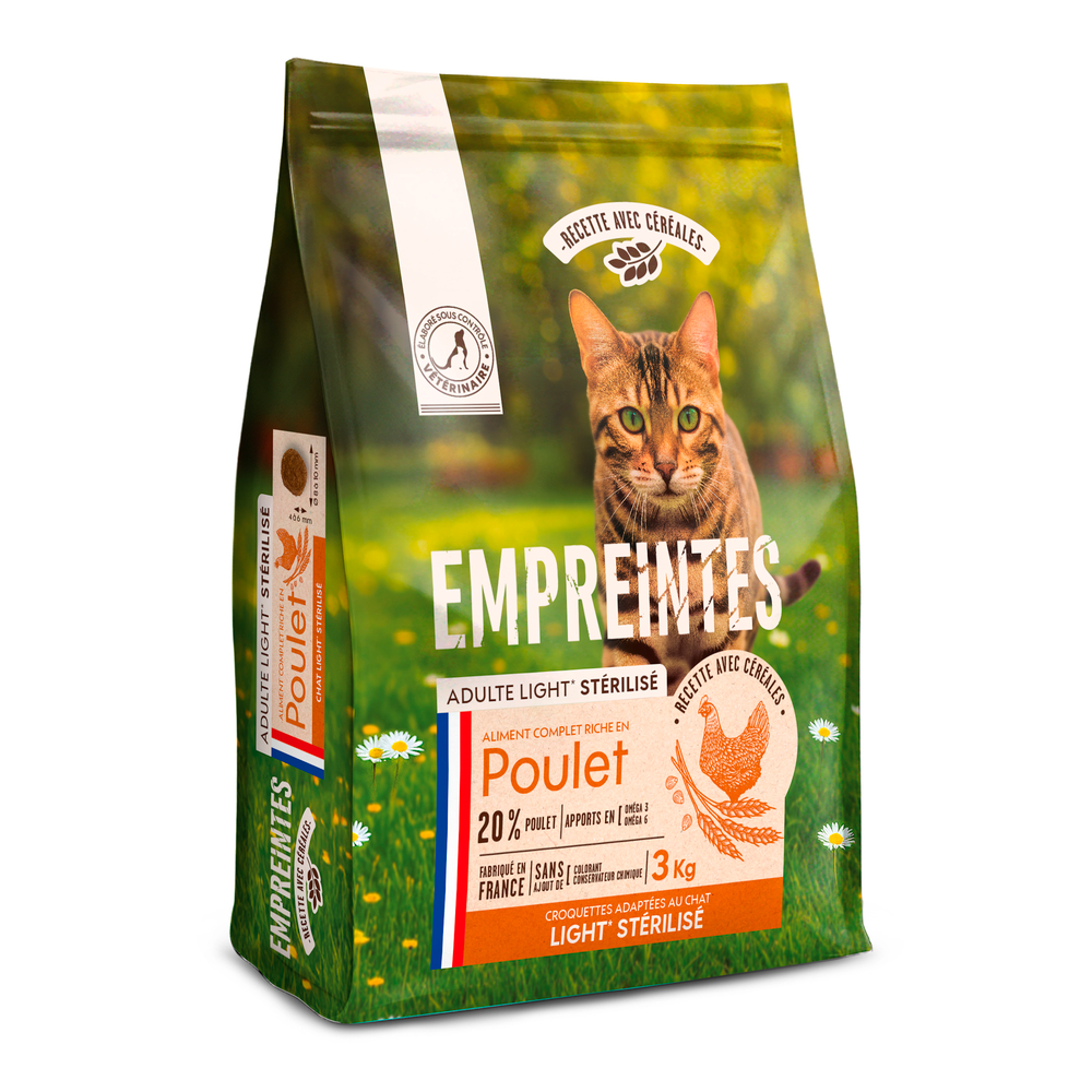 Croquettes au poulet pour chat stérilisé, avec céréales - 3kg