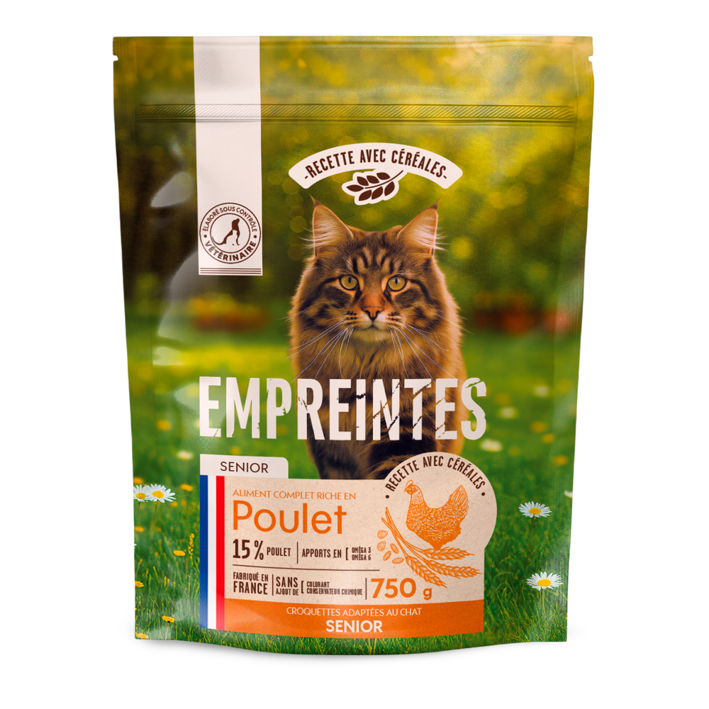 Croquettes au poulet pour chat senior, avec céréales - 750g