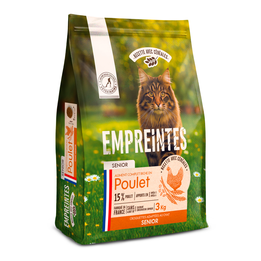 Croquettes au poulet pour chat senior, avec céréales - 3kg