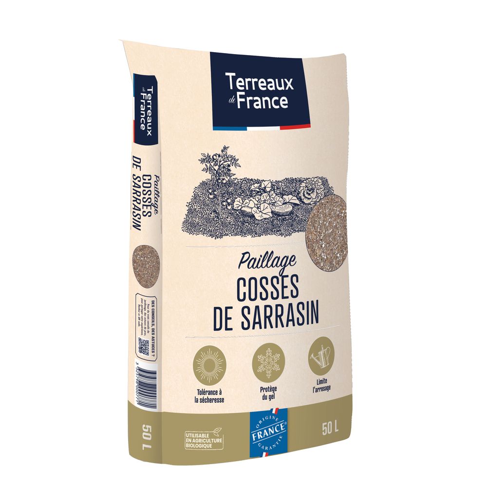 Cosses de Sarrasin, paillage utilisable en agriculture biologique -50L