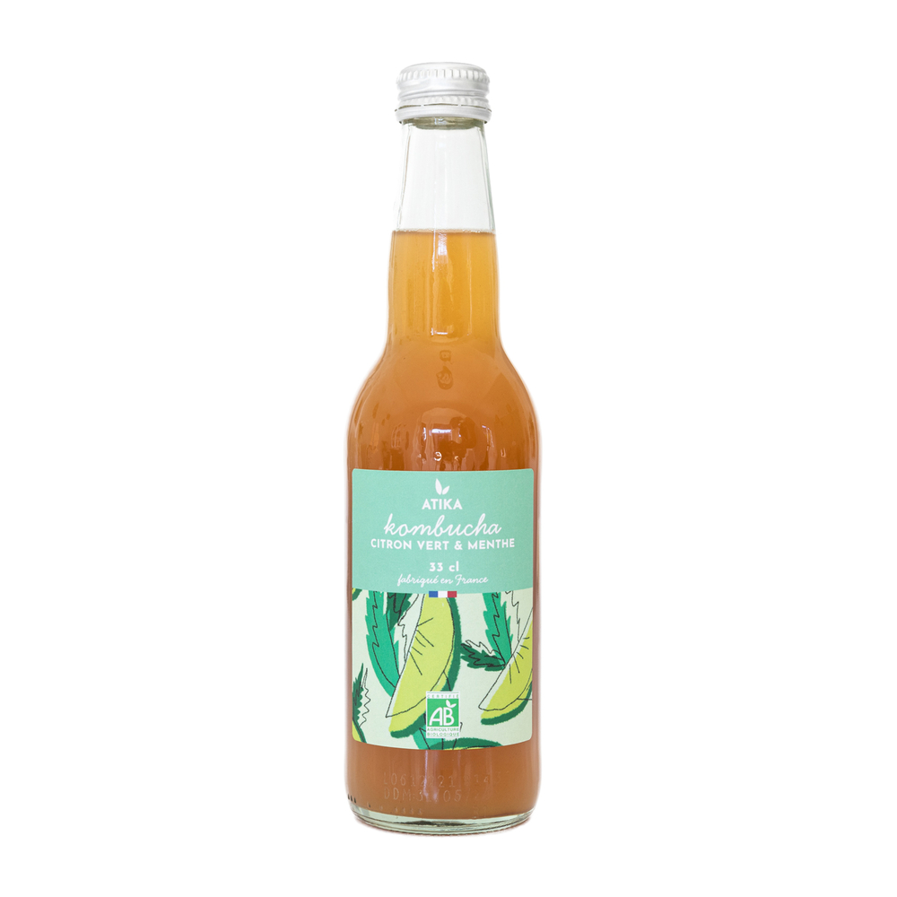 Kombucha bio, citron vert et menthe - 33cl
