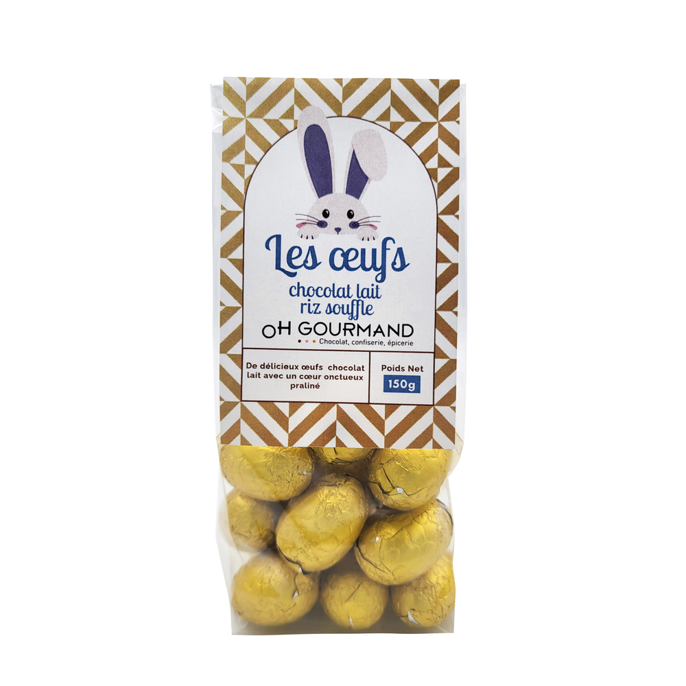 Œufs en chocolat au lait et riz soufflé - 150g