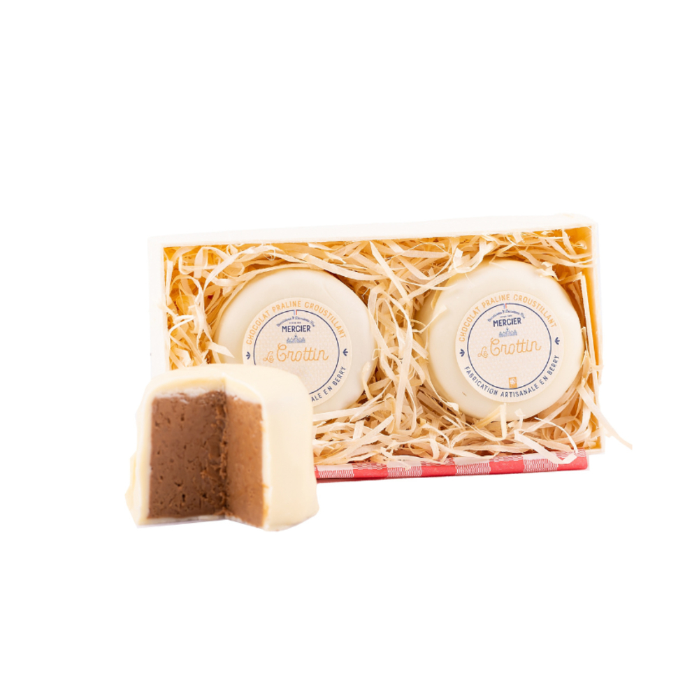Lot de 2 trompe-l’œil 'Le Crottin', chocolat blanc - 130g