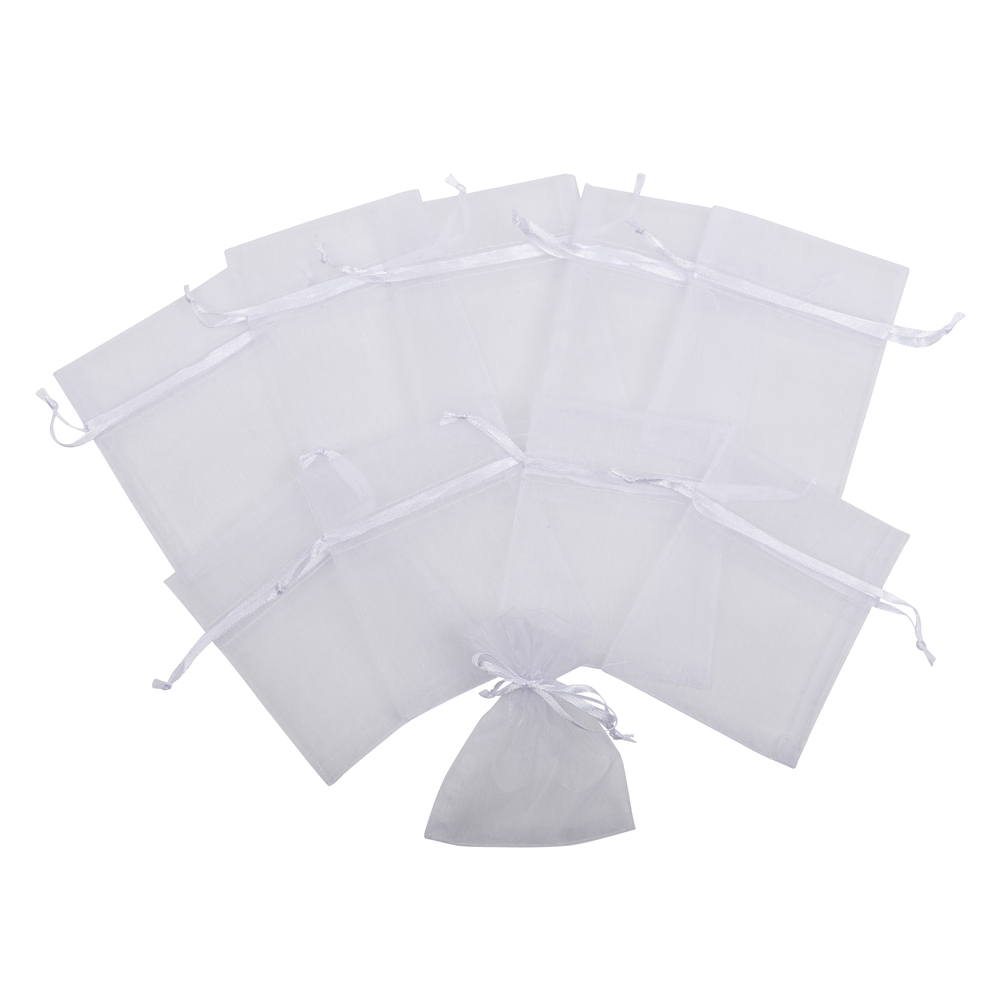 10 pochons en organza, coloris blanc - L.16xl.11cm