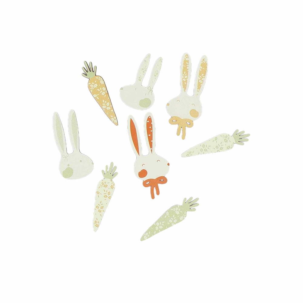 8 confettis 'Douceur Printanière' en bois, coloris mixte