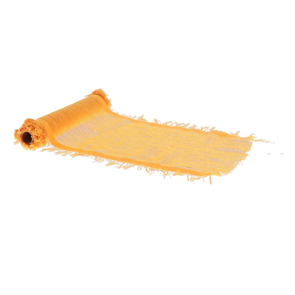 Chemin de table à franges, coloris orange - L.60xl.30cm