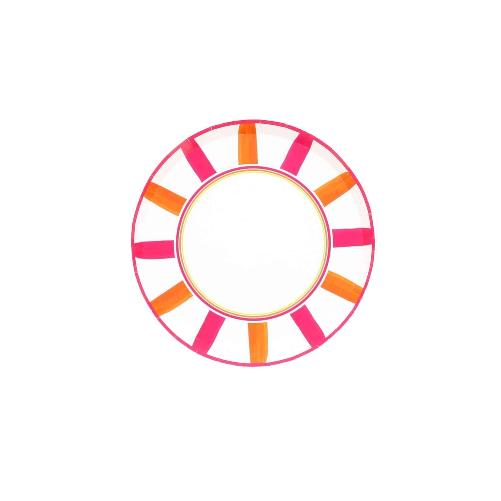 8 assiettes en carton 'Pink Lemonade', coloris mixte - D.18cm