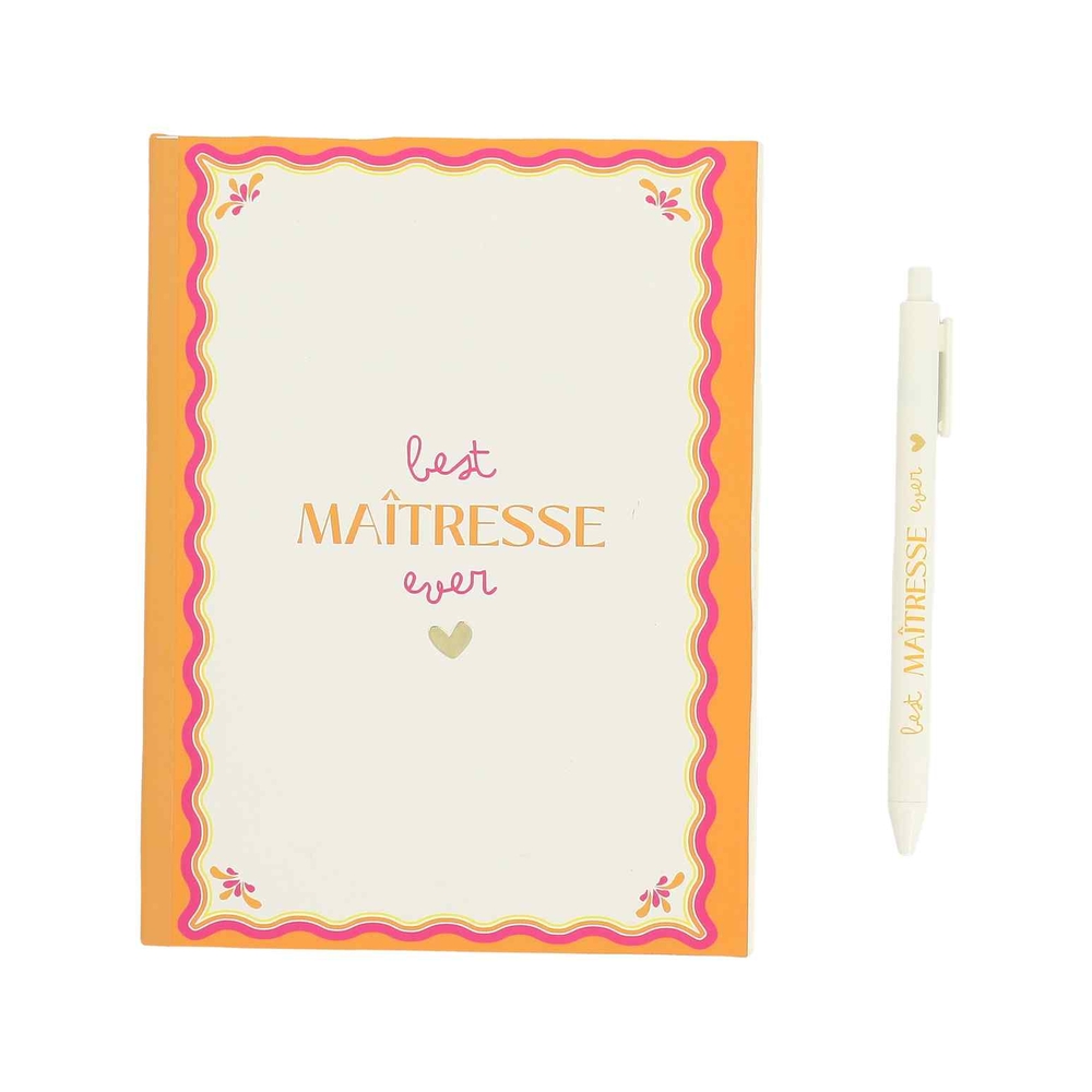 Coffret carnet et stylo 'Best Maîtresse Ever' - L.27xl.20cm