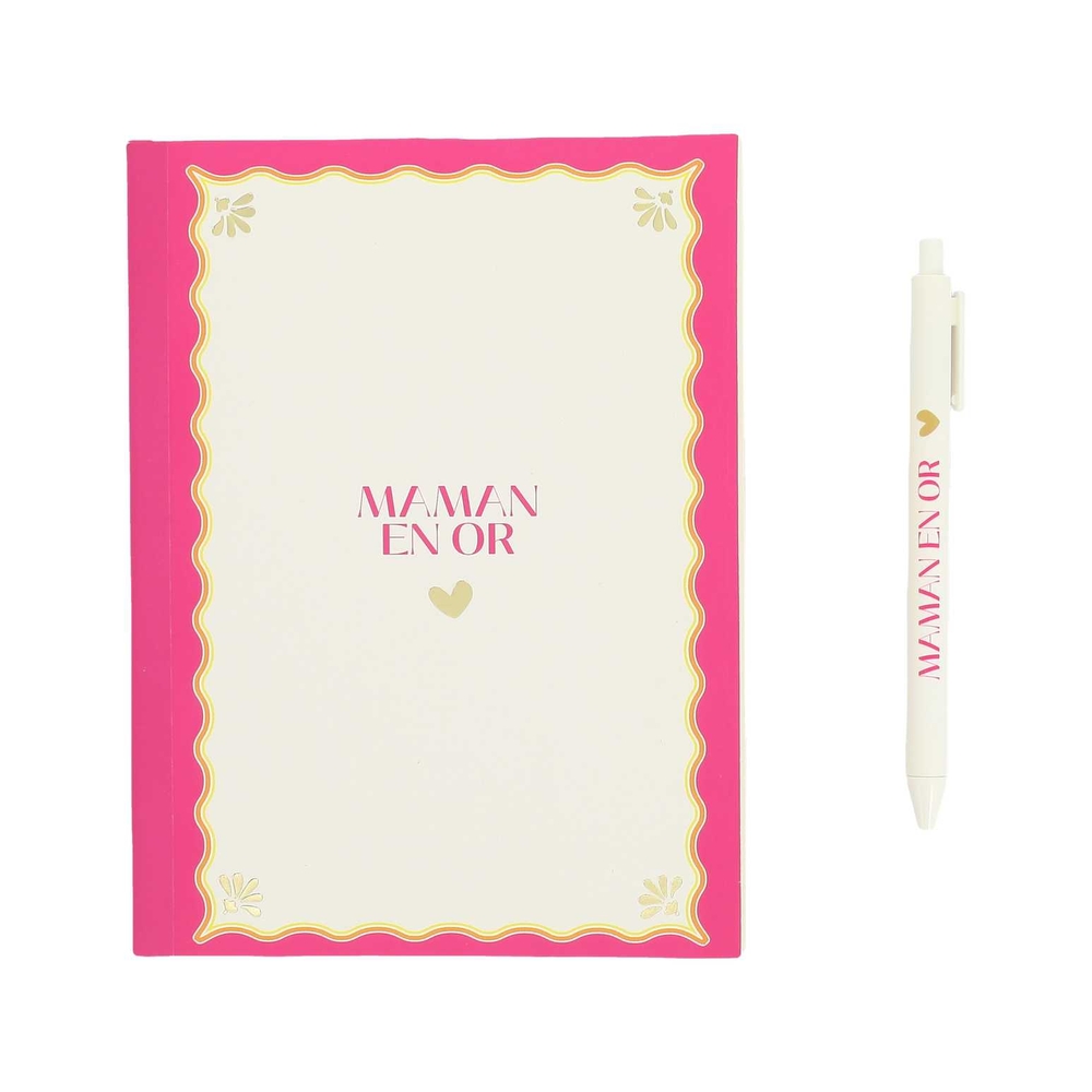 Coffret carnet et stylo 'Maman en or' - L.27xl.20cm
