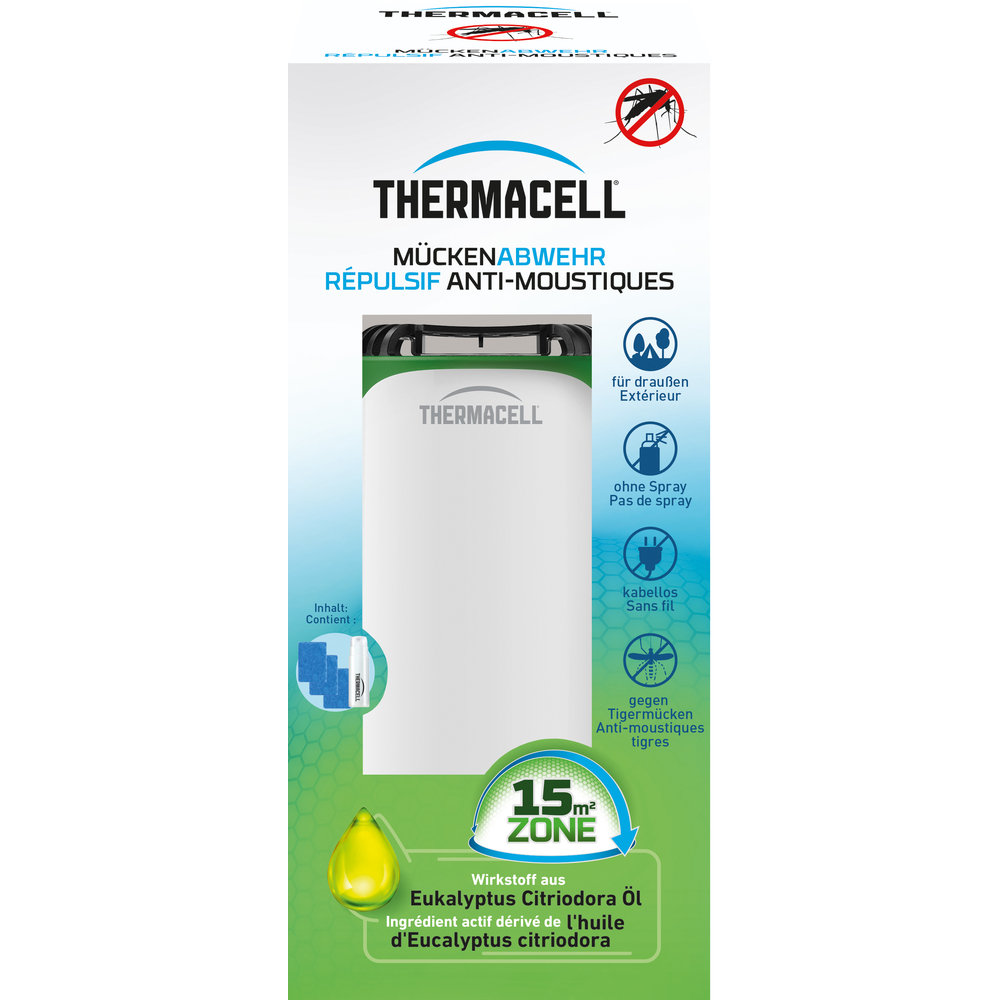 Répulsif anti-moustiques avec recharge, coloris blanc - H.23cm