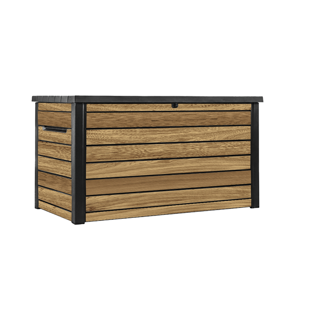 Coffre de jardin Oak en résine, imitation lattes de bois - 870L 