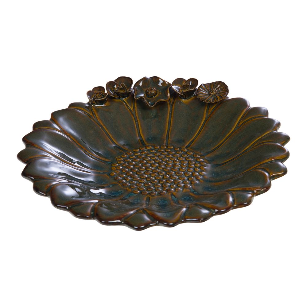 Bain d'oiseau en émail, coloris marron - L.25,5cm