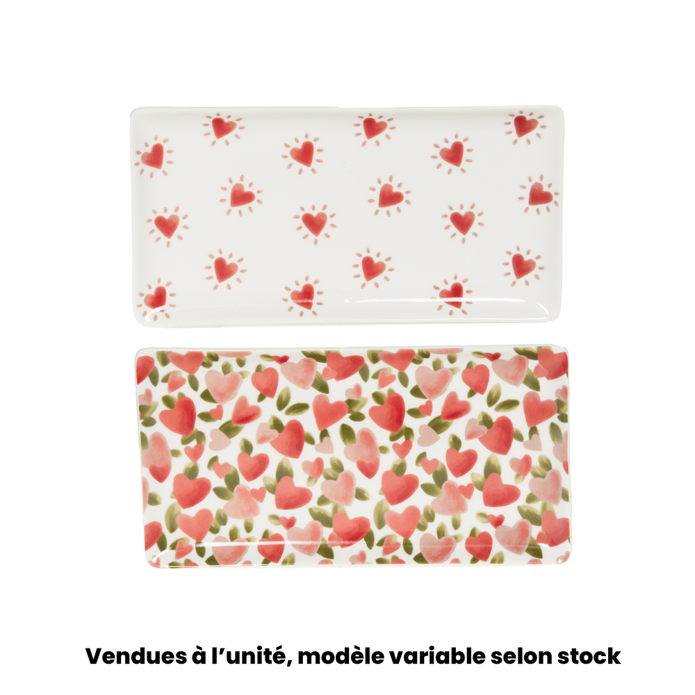 Coupelle 'Valentine', motif cœurs, modèles variables - L.22cm