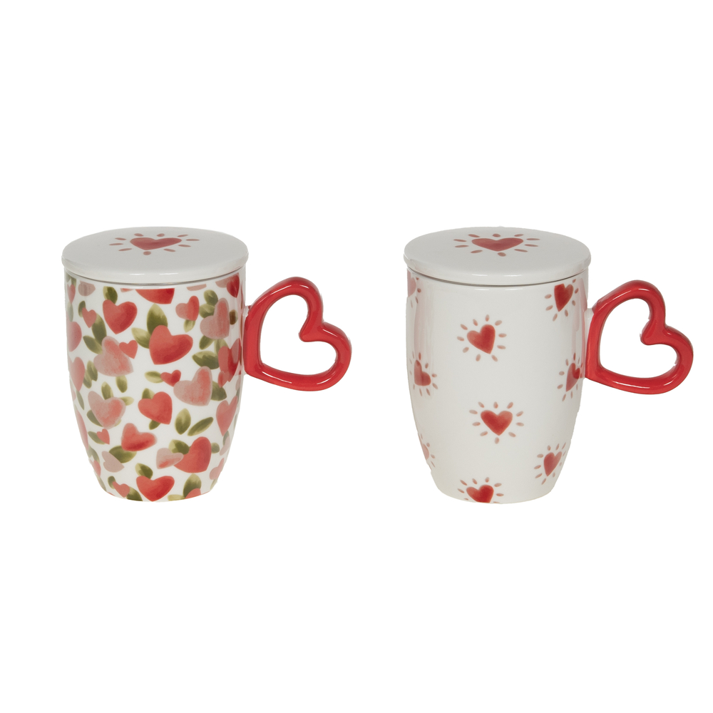Coffret mug 'Valentine' avec filtre, modèles variables - H.11cm