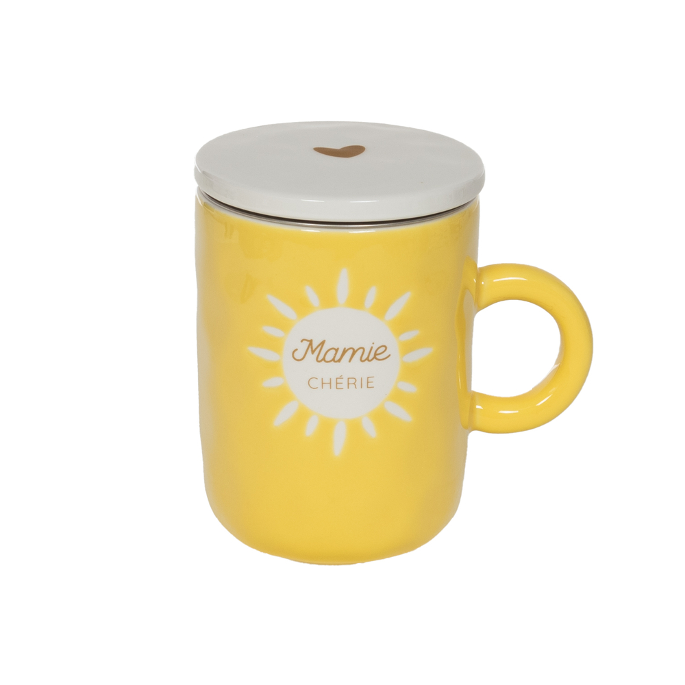 Mug Baya 'mamie chérie' avec filtre, coloris jaune - 36cl