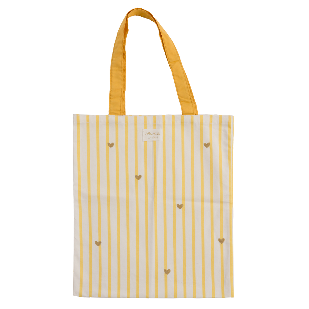 Tote bag Baya en coton 'Mamie chérie', coloris jaune - H.42cm